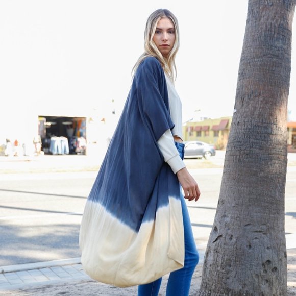 Tie-Dye Open Front Oversized Midi Kimono/Cover Up - Picture 3 of 6